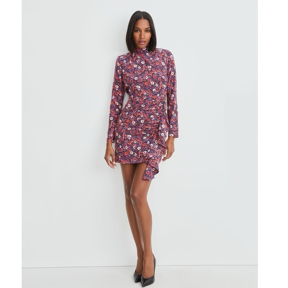 VERONICA BEARD
Louella Floral Print Long Sleeve Dress In Berry Multi ( Size 6)